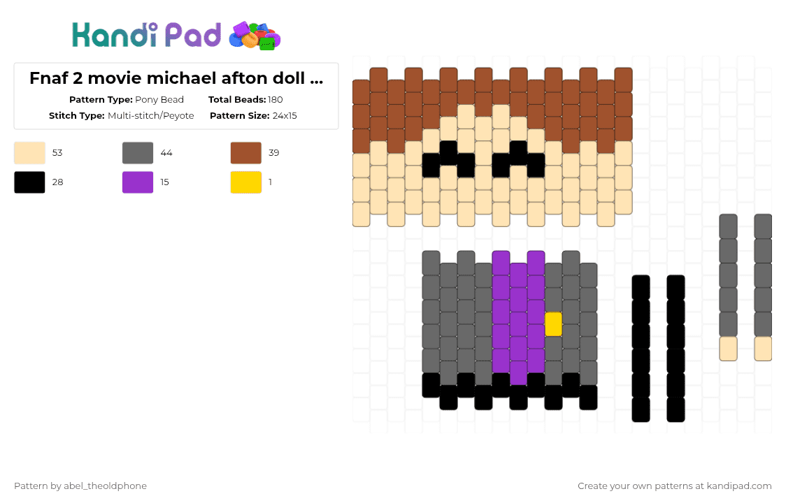 Fnaf 2 movie michael afton doll thing - Pony Bead Pattern by abel_theoldphone on Kandi Pad - red,beige,gray,fnaf,fnaf2movie,michaelafton,doll