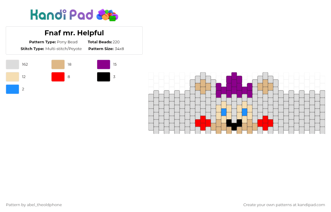 Fnaf mr. Helpful - Pony Bead Pattern by abel_theoldphone on Kandi Pad - white,beige,pink,fnaf,fnafsotm,secretofthemimic,fnafmrhelpful