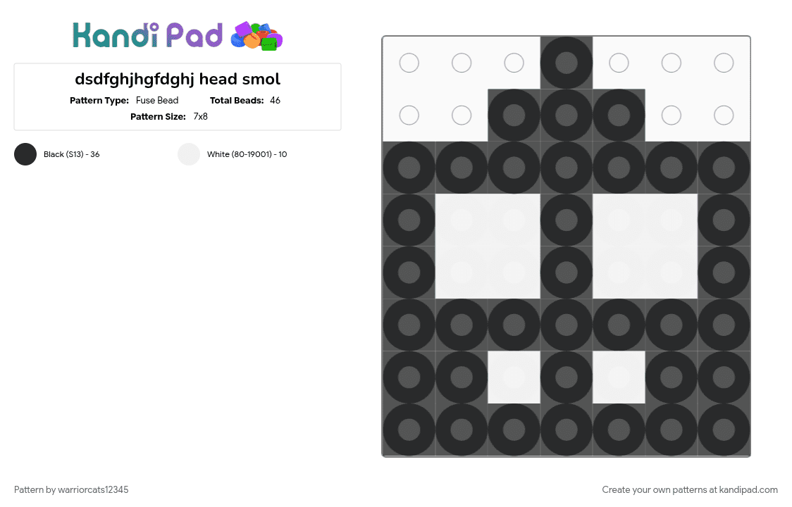 dsdfghjhgfdghj head smol - Fuse Bead Pattern by warriorcats12345 on Kandi Pad - black