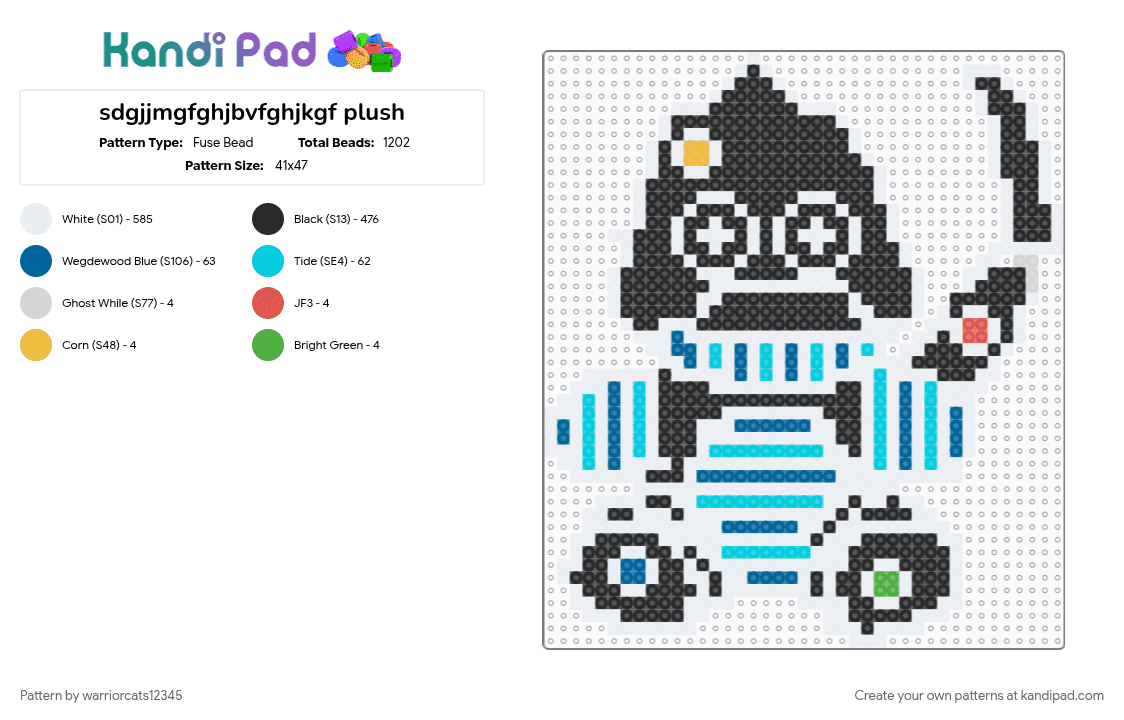 sdgjjmgfghjbvfghjkgf plush - Fuse Bead Pattern by warriorcats12345 on Kandi Pad - blue, light blue, white