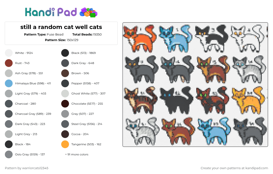 still a random cat well cats - Fuse Bead Pattern by warriorcats12345 on Kandi Pad - brown, colorful, gray, orange, red, white