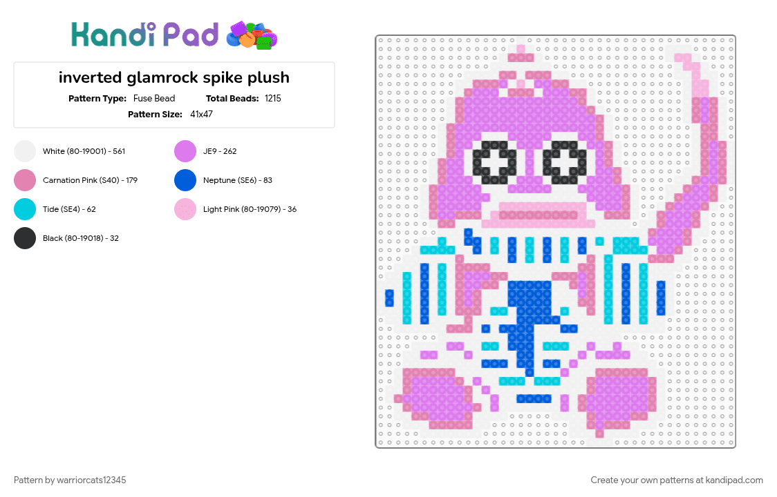 inverted glamrock spike plush - Fuse Bead Pattern by warriorcats12345 on Kandi Pad - pink