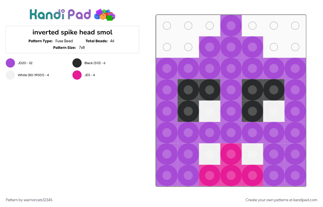 inverted spike head smol - Fuse Bead Pattern by warriorcats12345 on Kandi Pad - purple