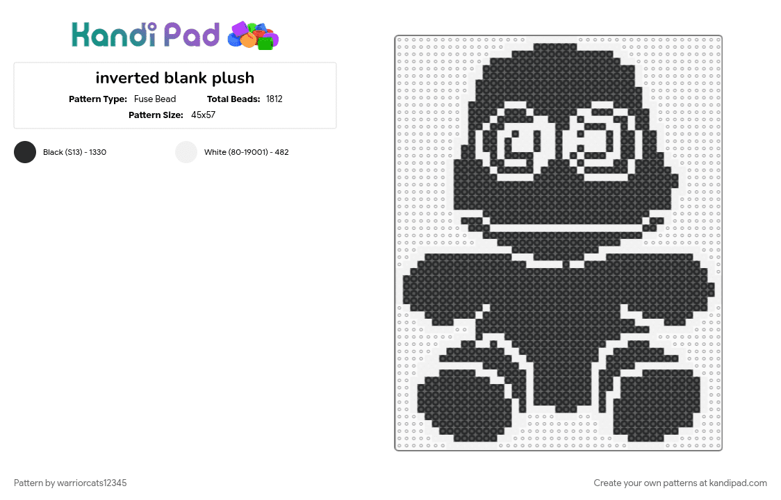 inverted blank plush - Fuse Bead Pattern by warriorcats12345 on Kandi Pad - 