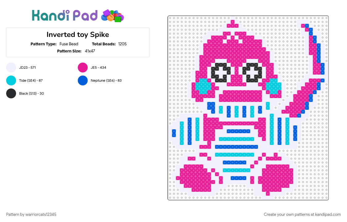 Inverted toy Spike - Fuse Bead Pattern by warriorcats12345 on Kandi Pad - pink