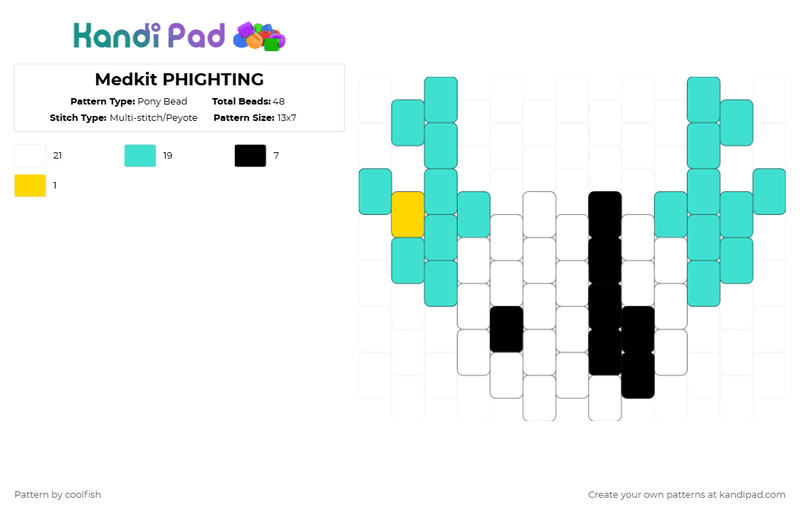 Medkit PHIGHTING - Pony Bead Pattern by coolfish on Kandi Pad - light blue,medkit,phighting