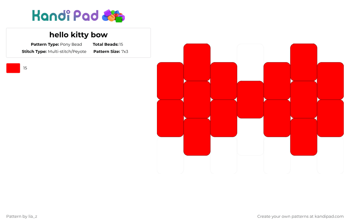 hello kitty bow - Pony Bead Pattern by lia_z on Kandi Pad - red