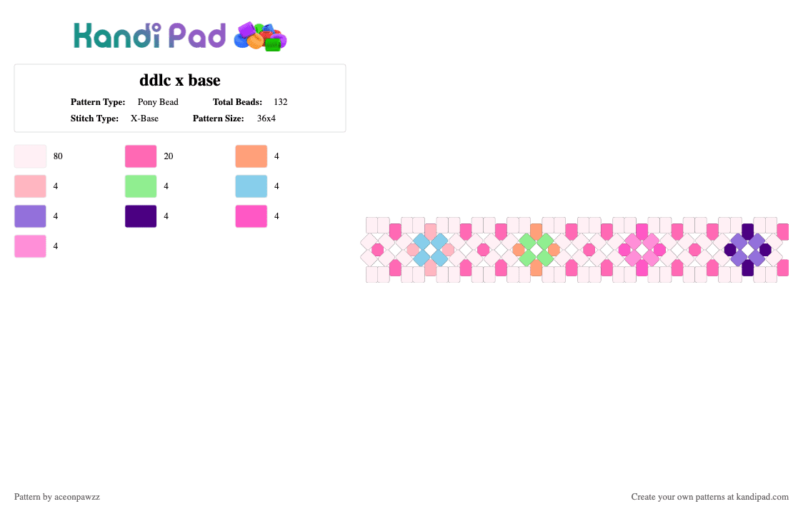 ddlc x base - Pony Bead Pattern by aceonpawzz on Kandi Pad - white,pink,ddlc