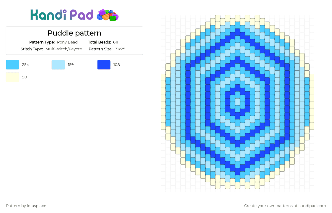 Puddle pattern - Pony Bead Pattern by lorasplace on Kandi Pad - blue, circle, light blue, moon, puddle, water