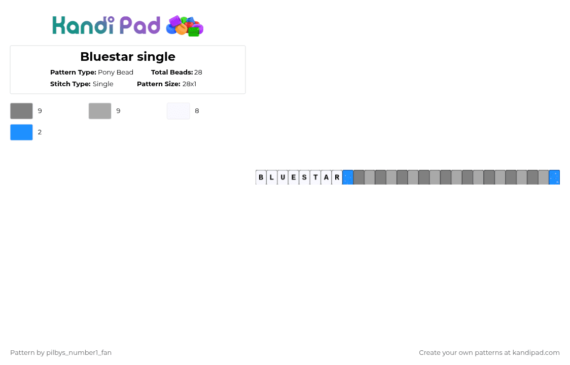 Bluestar single - Pony Bead Pattern by pilbys_number1_fan on Kandi Pad - gray,beige,warrior cats,bluestar,wc,cat