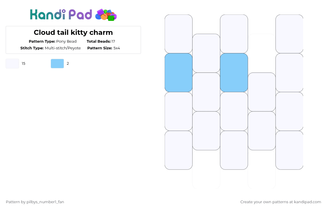 Cloud tail kitty charm - Pony Bead Pattern by pilbys_number1_fan on Kandi Pad - white,cloudtail,warriors,warrior cats,kitty