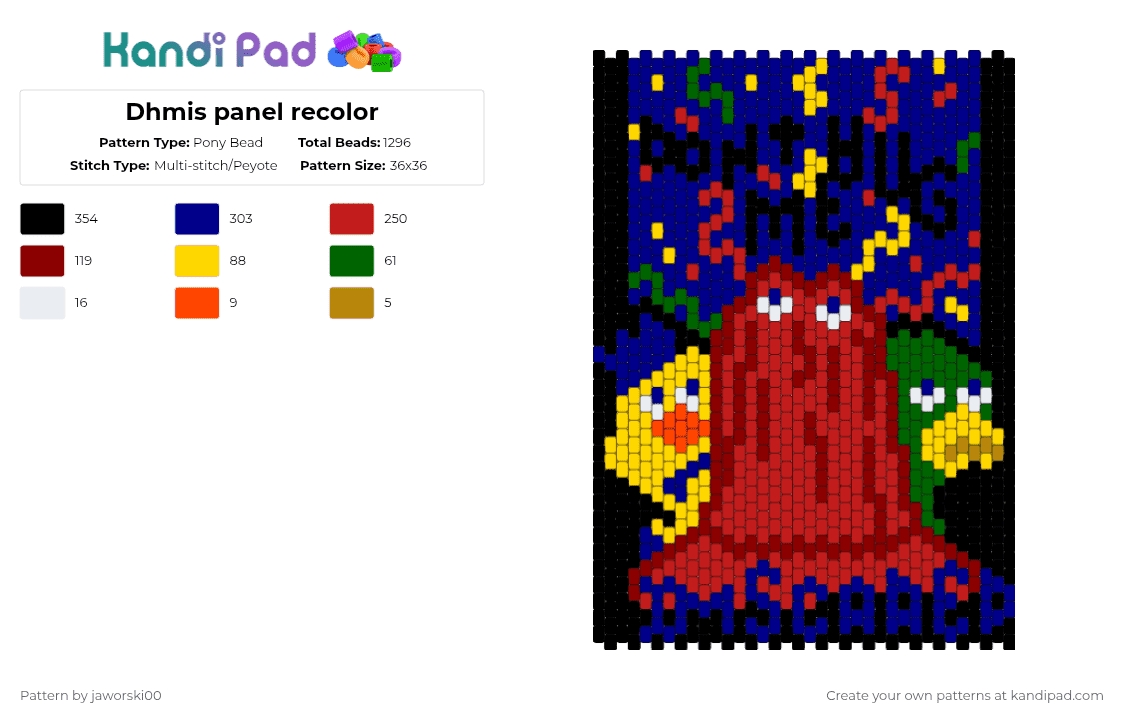 Dhmis panel recolor - Pony Bead Pattern by jaworski00 on Kandi Pad - purple,red