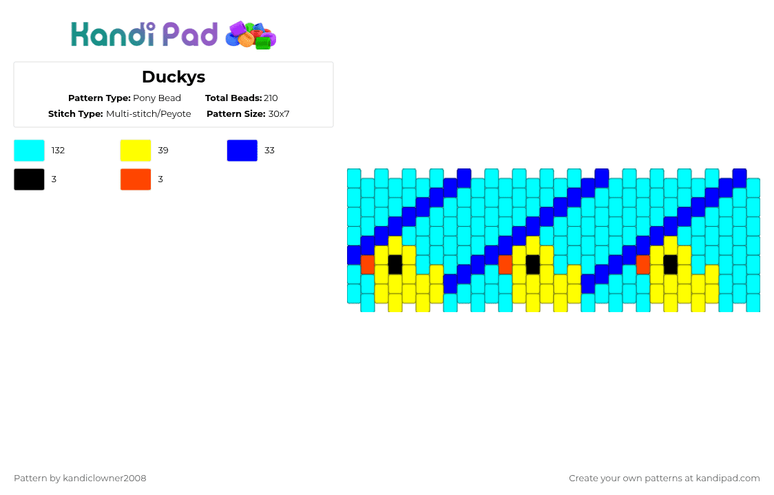 Duckys - Pony Bead Pattern by theduckking on Kandi Pad - light blue