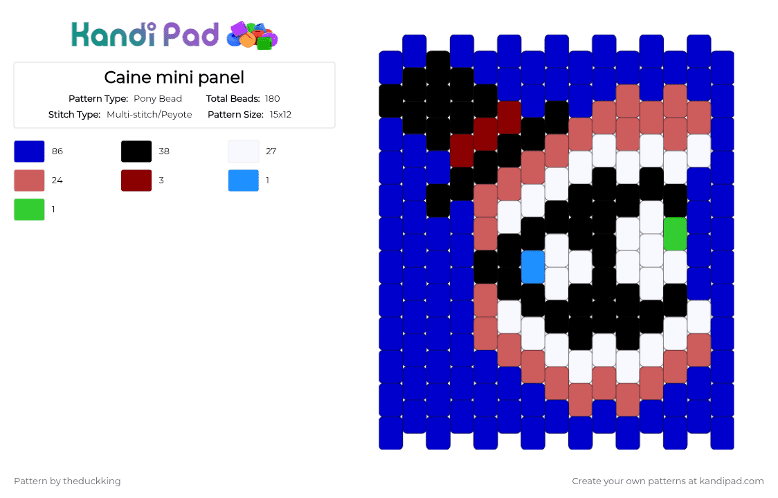 Caine mini panel - Pony Bead Pattern by theduckking on Kandi Pad - purple