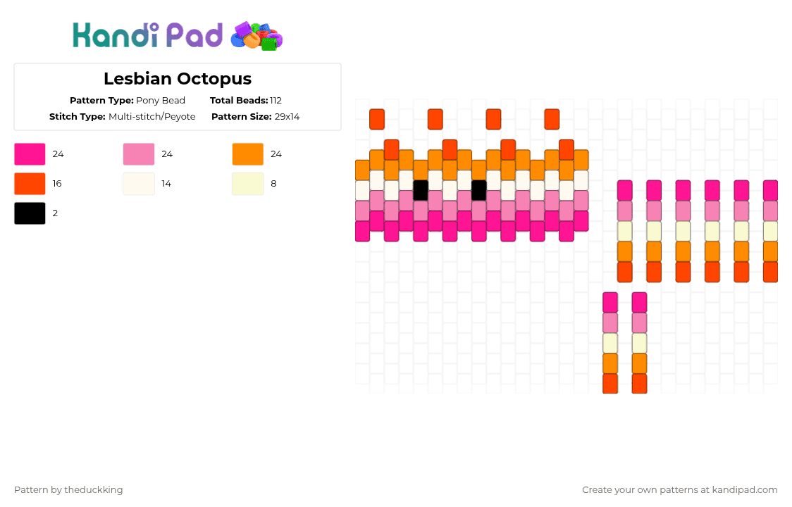 Lesbian Octopus - Pony Bead Pattern by theduckking on Kandi Pad - pink