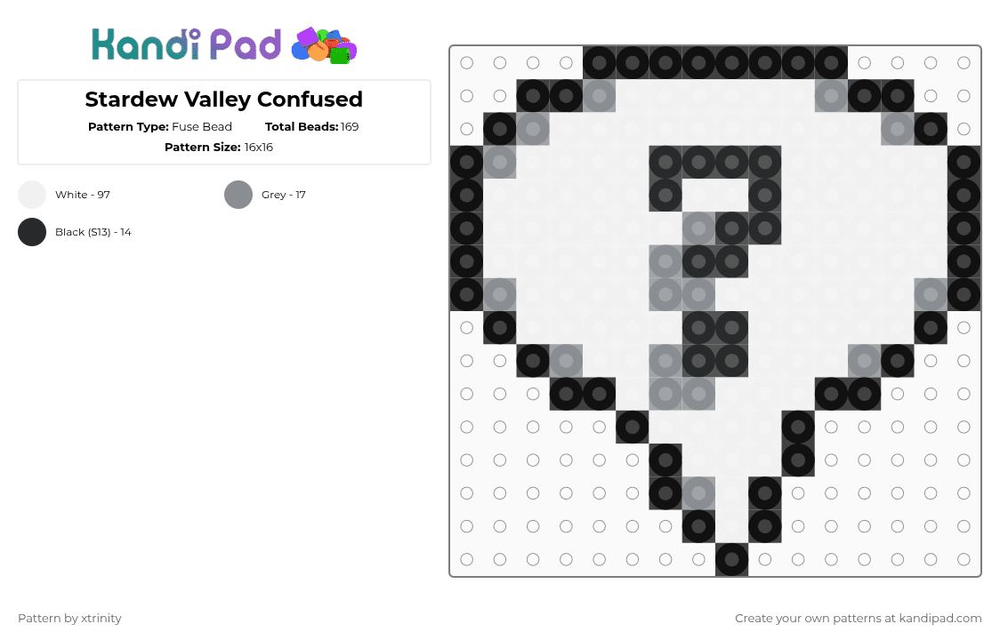 Stardew Valley Confused - Fuse Bead Pattern by xtrinity on Kandi Pad - white,stardew,stardewvalley,pixel