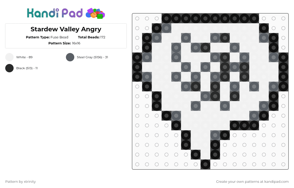 Stardew Valley Angry - Fuse Bead Pattern by xtrinity on Kandi Pad - white,stardew,angry,emote