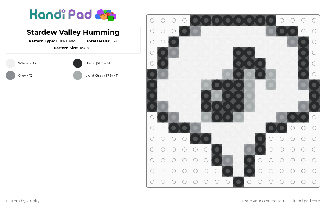 Stardew Valley Humming - Fuse Bead Pattern by xtrinity on Kandi Pad - white,stardew,stardewvalley,pixel