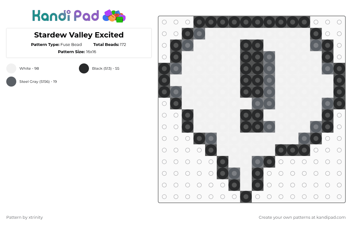 Stardew Valley Excited - Fuse Bead Pattern by xtrinity on Kandi Pad - white,stardew
