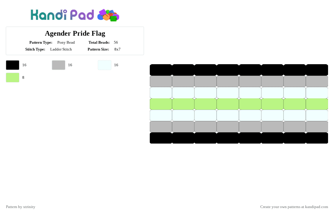 Agender Pride Flag - Pony Bead Pattern by xtrinity on Kandi Pad - beige,yellow,agender