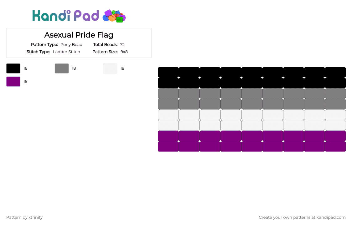 Asexual Pride Flag - Pony Bead Pattern by xtrinity on Kandi Pad - gray,pink,asexual