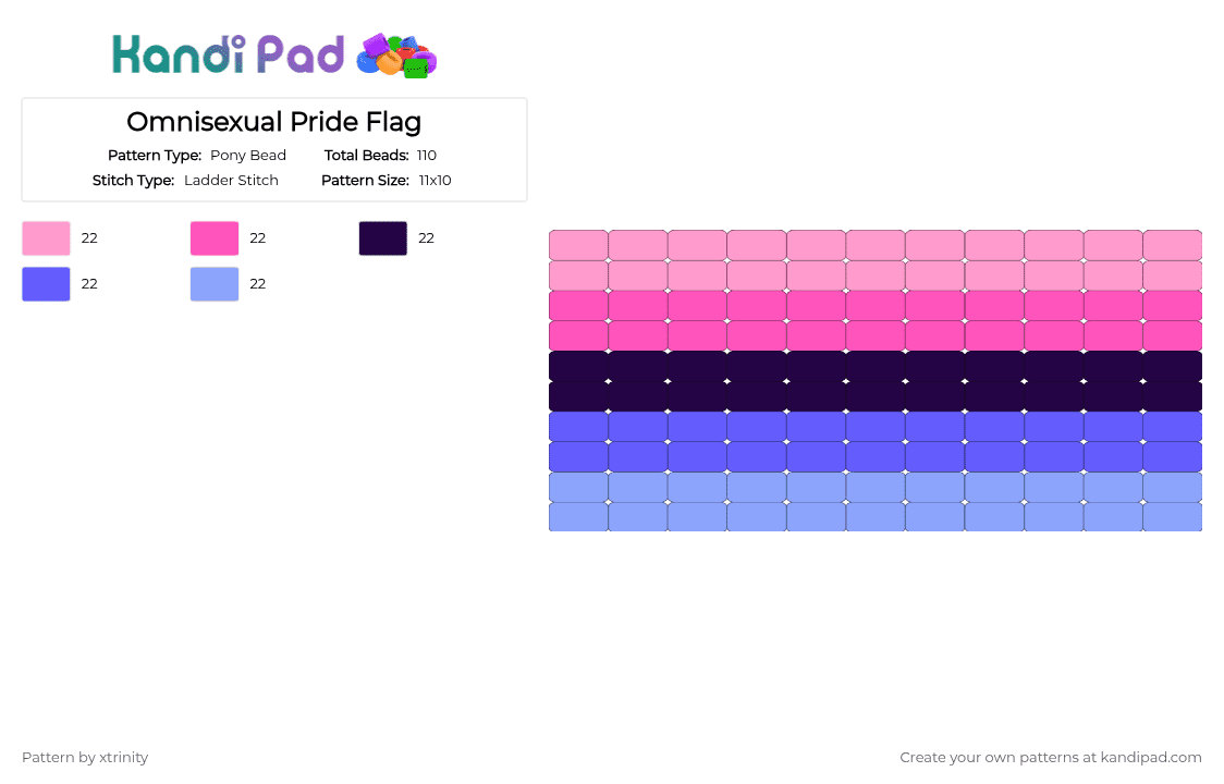 Omnisexual Pride Flag - Pony Bead Pattern by xtrinity on Kandi Pad - pink,omni