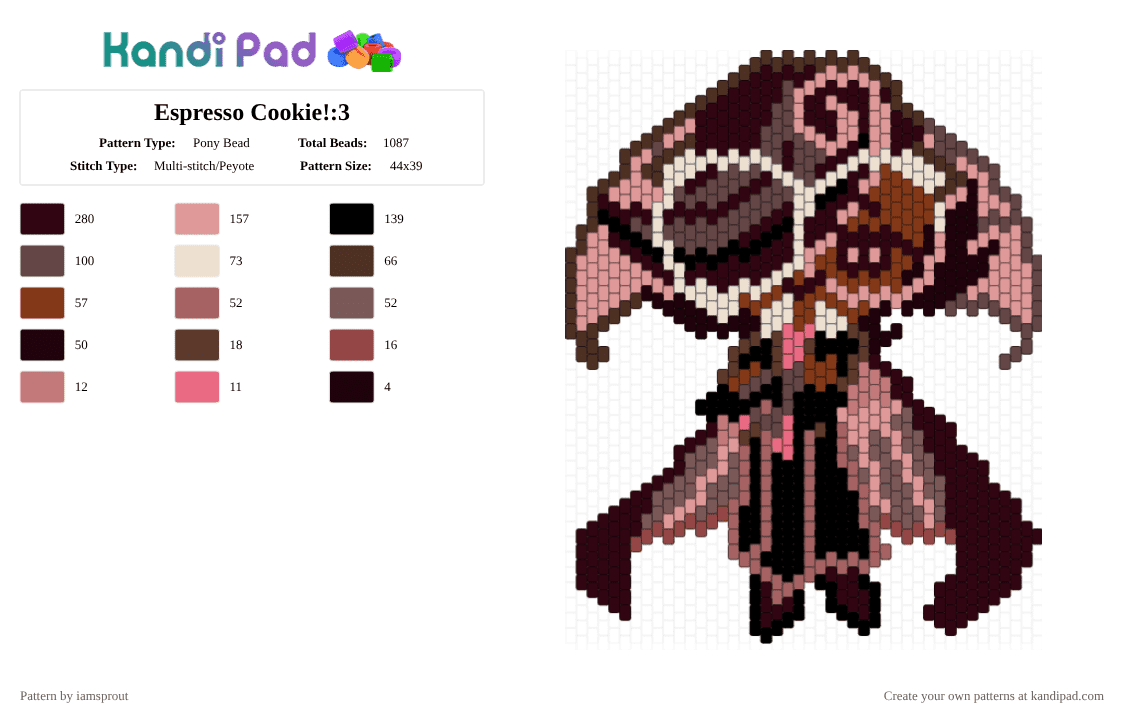 Espresso Cookie!:3 - Pony Bead Pattern by iamsprout on Kandi Pad - brown,cotdcoffeeshops