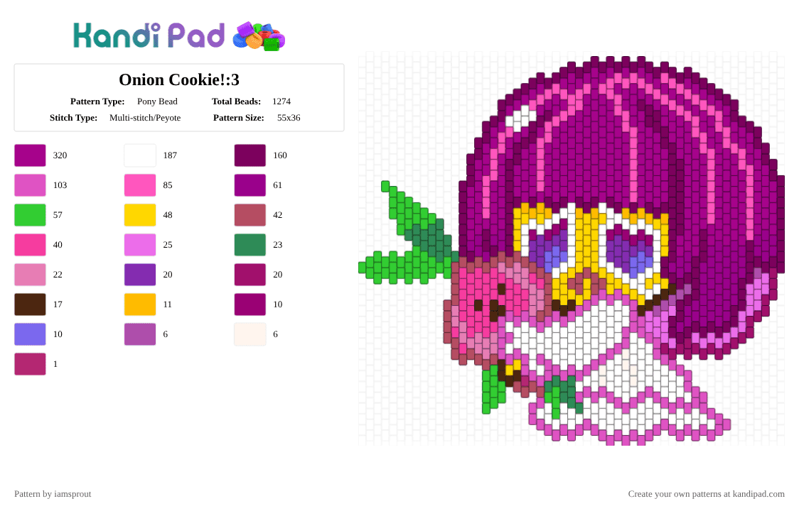 Onion Cookie!:3 - Pony Bead Pattern by iamsprout on Kandi Pad - pink