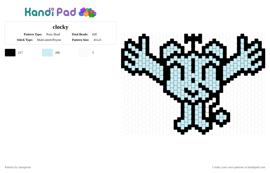 clocky - Pony Bead Pattern by iamsprout on Kandi Pad - light blue