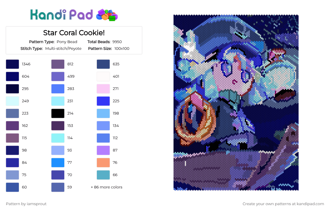 Star Coral Cookie! - Pony Bead Pattern by iamsprout on Kandi Pad - pink,purple,blue,light blue,cotdstarfish