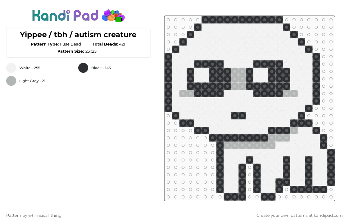 Yippee / tbh / autism creature Fuse Bead Pattern - Kandi Pad | Kandi ...
