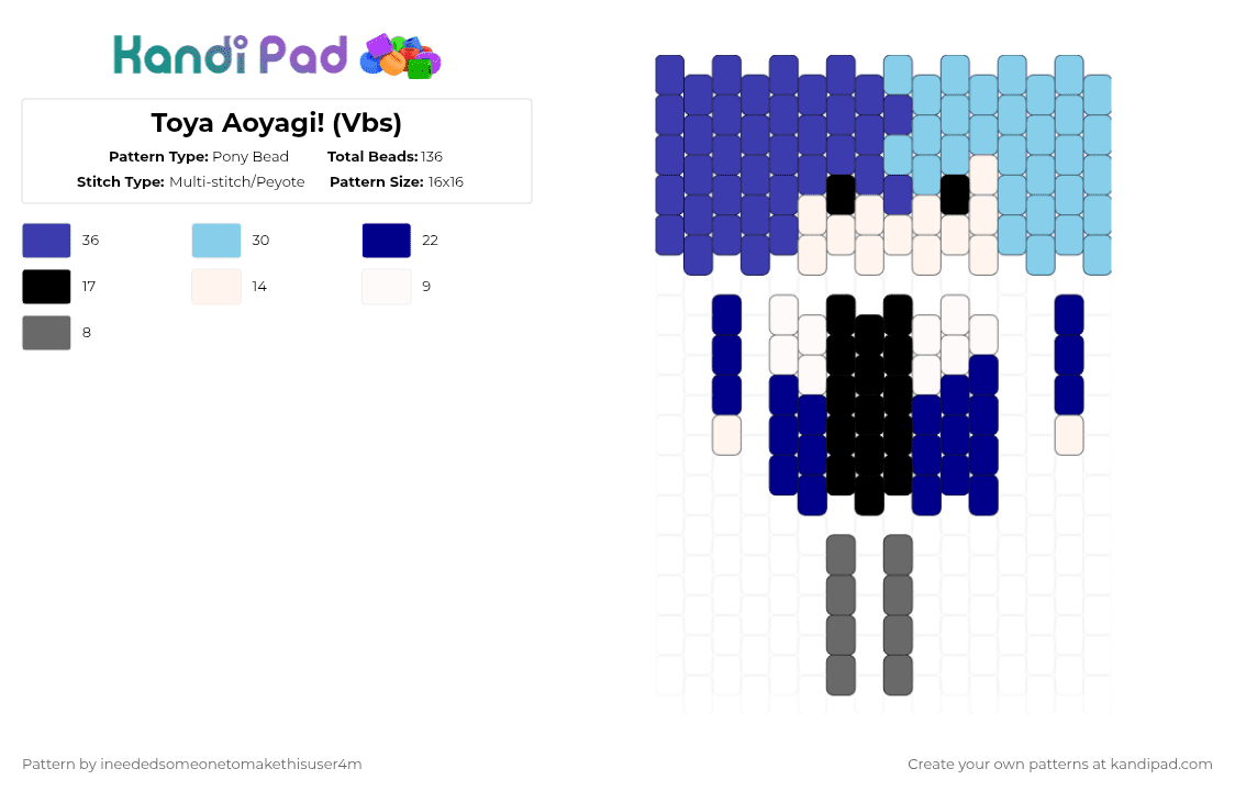 Toya Aoyagi! (Vbs) - Pony Bead Pattern by ineededsomeonetomakethisuser4m on Kandi Pad - purple,pjsk,vivid bad squad,kandi dolls