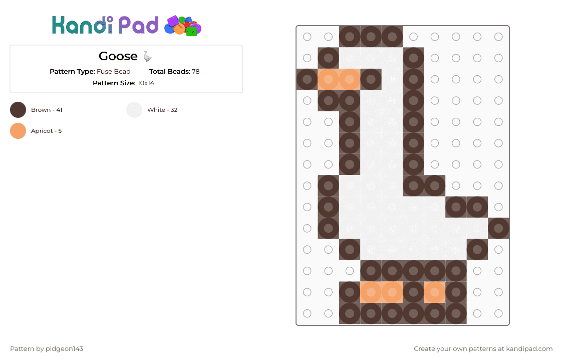 Goose 🪿 - Fuse Bead Pattern by pidgeon143 on Kandi Pad - brown