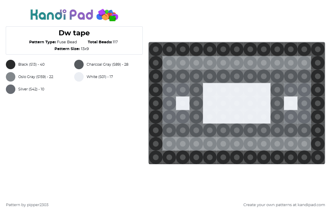 Dw tape - Fuse Bead Pattern by pipper2303 on Kandi Pad - gray,dandys world,dw