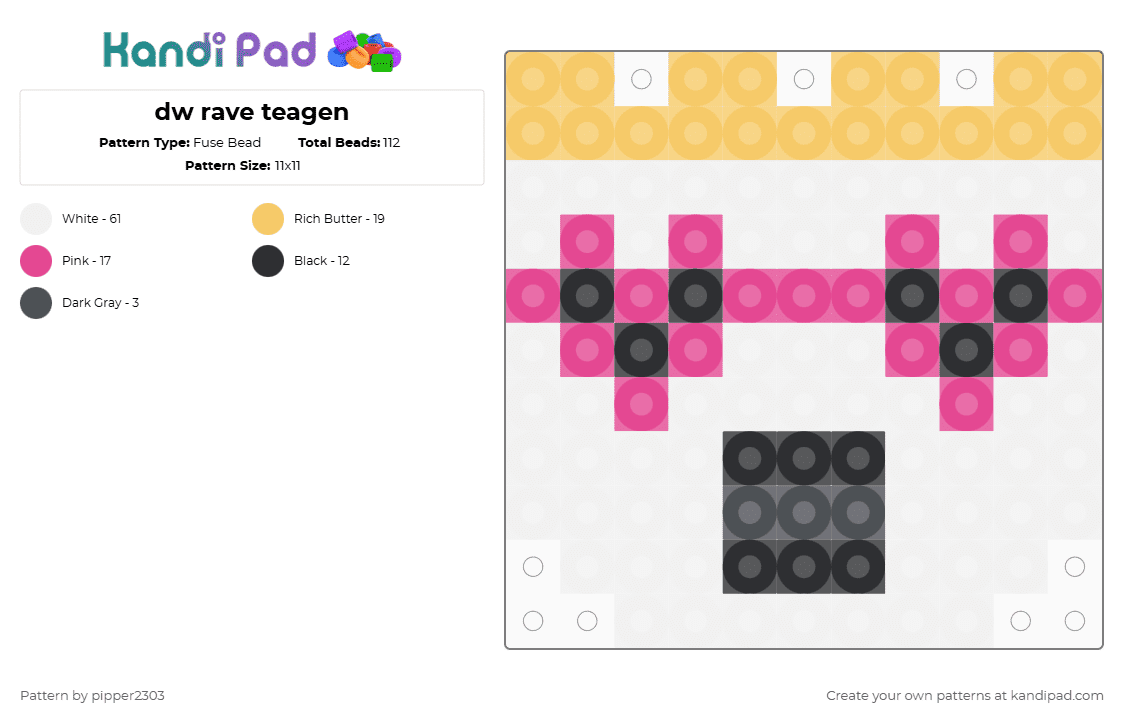 Dw Rave Dw rave teagen Fuse Bead Pattern - Kandi Pad | Kandi Patterns, Fuse ...