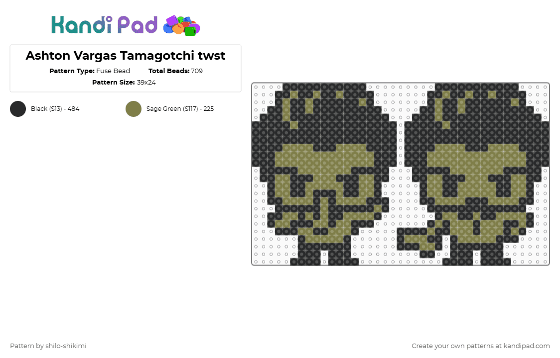 Ashton Vargas Tamagotchi twst - Fuse Bead Pattern by shilo-shikimi on Kandi Pad - black,gold,twisted wonderland,ashton vargas,tamagotchi,twst