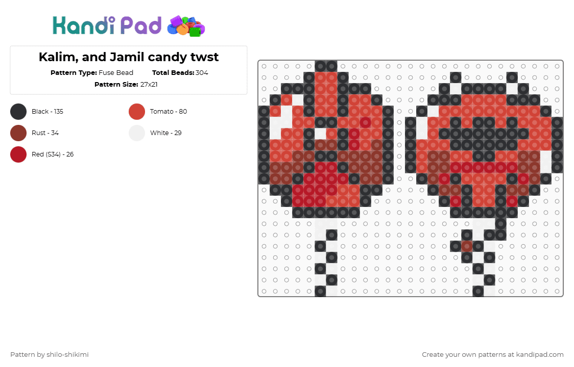 Kalim, and Jamil candy twst - Fuse Bead Pattern by shilo-shikimi on Kandi Pad - red,twisted wonderland,twst,jamil viper,kalim al asim,candy,food