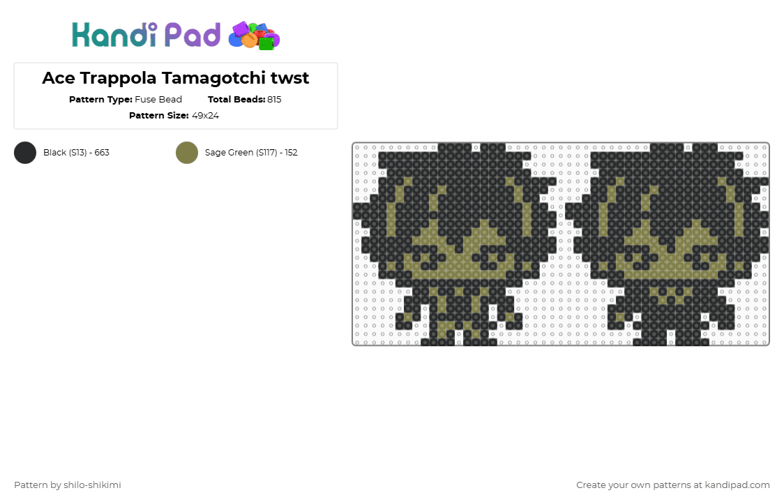 Ace Trappola Tamagotchi twst - Fuse Bead Pattern by shilo-shikimi on Kandi Pad - black,ace trappola,twisted wonderland,twst,tamagotchi