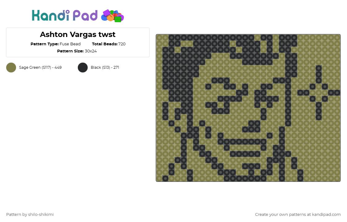 Ashton Vargas twst - Fuse Bead Pattern by shilo-shikimi on Kandi Pad - gold,black,twisted wonderland,ashton vargas,twst