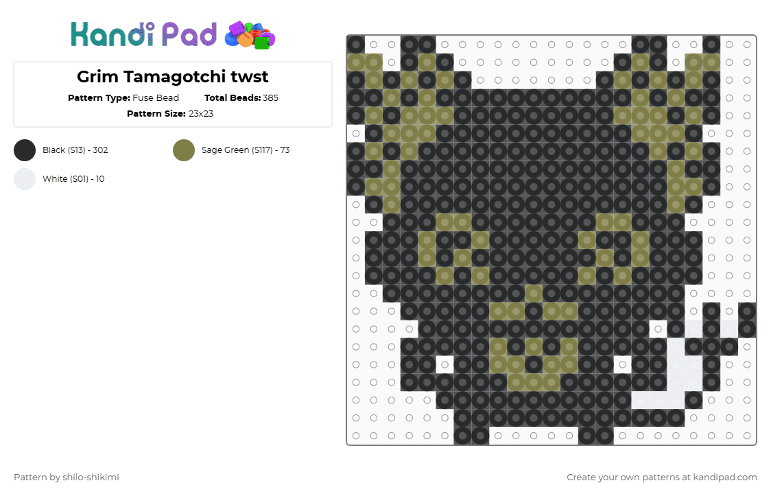 Grim Tamagotchi twst - Fuse Bead Pattern by shilo-shikimi on Kandi Pad - black,gold,twsited wonderland,grim,twst,tamagotchi,characters