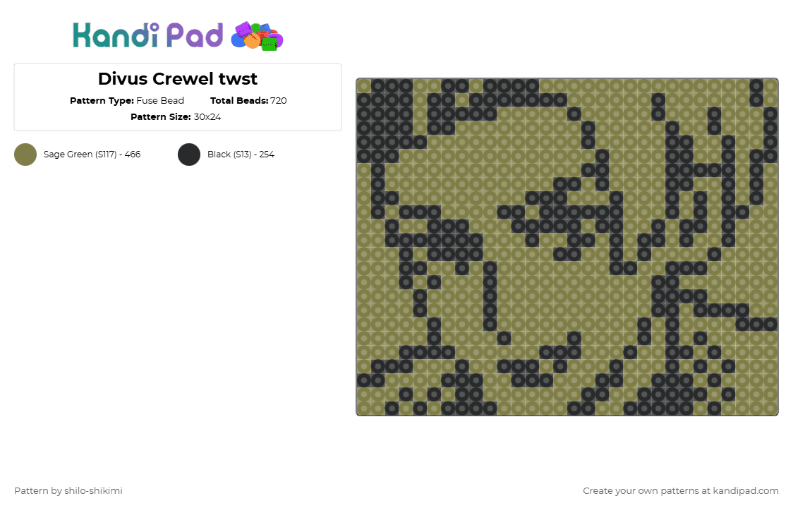 Divus Crewel twst - Fuse Bead Pattern by shilo-shikimi on Kandi Pad - gold,black,twisted wonderland,twst,divus crewel,characters