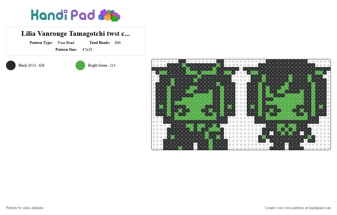 Lilia Vanrouge Tamagotchi twst coloured - Fuse Bead Pattern by shilo-shikimi on Kandi Pad - anime, black, cute, kawaii, lilia, lilia vanrouge, tamagotchi, twisted wonderland, twst