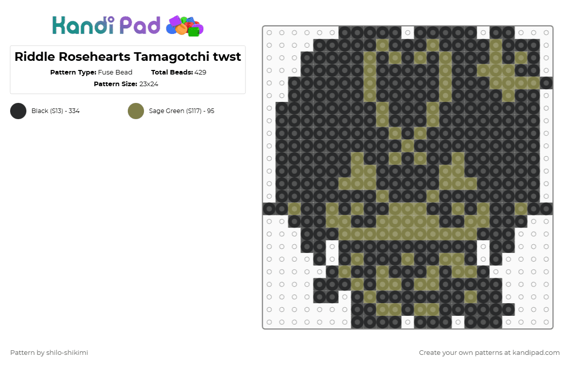 Riddle Rosehearts Tamagotchi twst - Fuse Bead Pattern by shilo-shikimi on Kandi Pad - black,twisted wonderland,twst,riddle rosehearts,tamagotchi