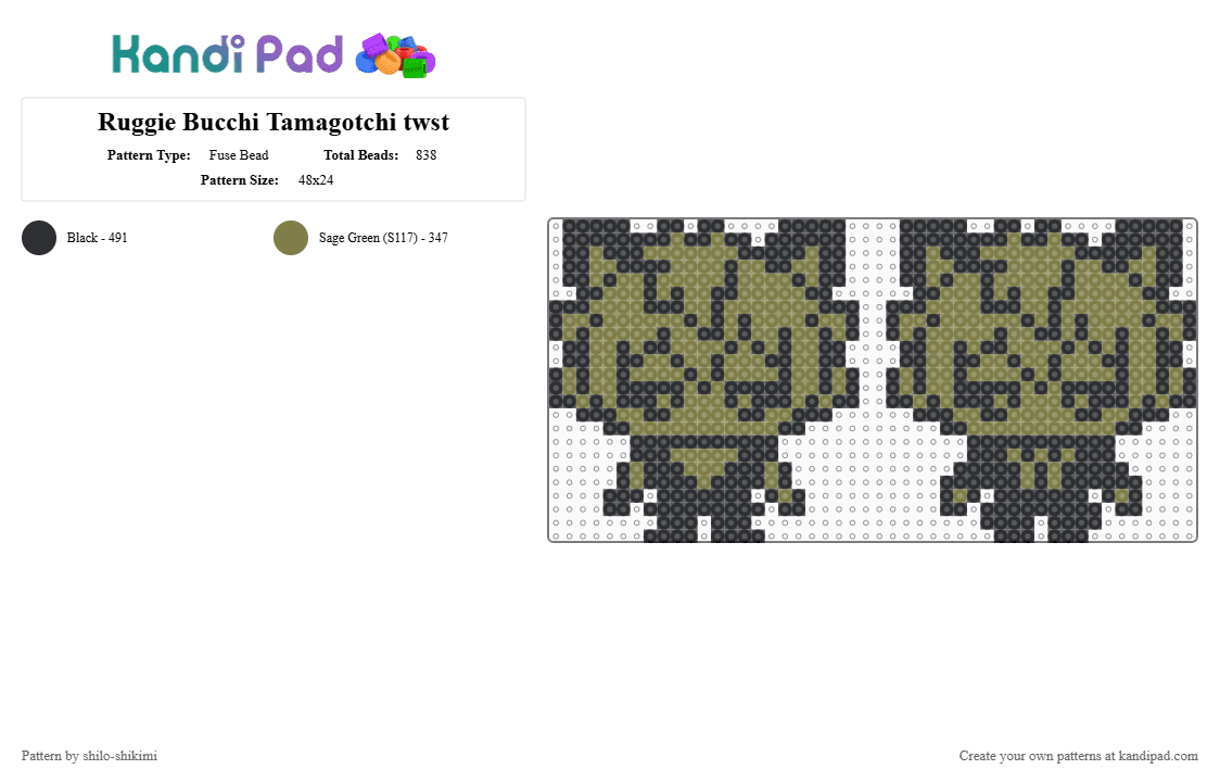 Ruggie Bucchi Tamagotchi twst - Fuse Bead Pattern by shilo-shikimi on Kandi Pad - black,gold,twisted wonderland,twst,ruggie,ruggie bucchi,anime,tamagotchi
