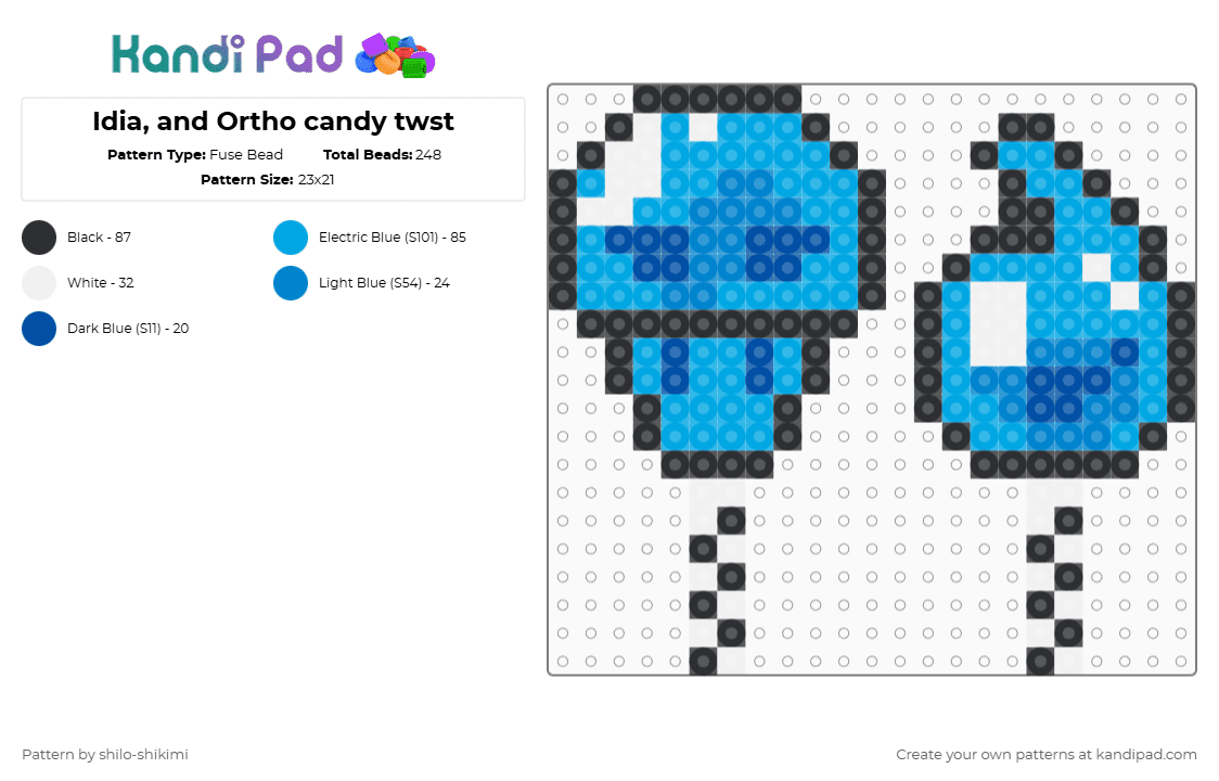 Idia, and Ortho candy twst - Fuse Bead Pattern by shilo-shikimi on Kandi Pad - light blue,blue,twisted wonderland,twst,candy,idia shroud,ortho shroud,food