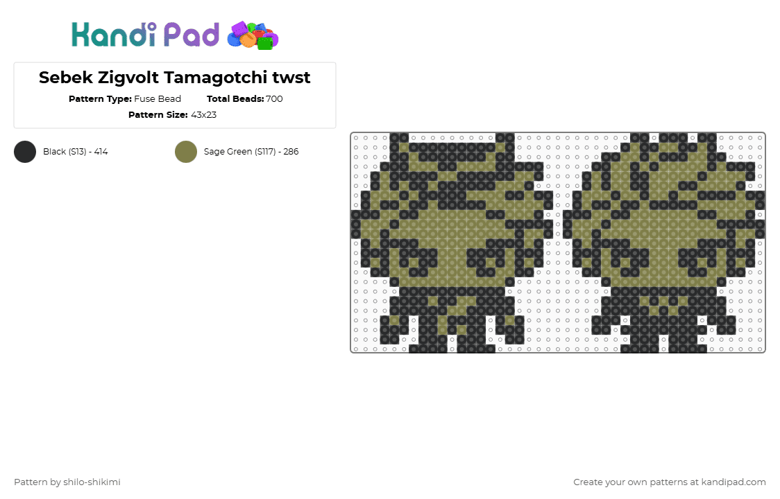 Sebek Zigvolt Tamagotchi twst - Fuse Bead Pattern by shilo-shikimi on Kandi Pad - black,gold,twisted wonderland,sebek zigvolt,twst,tamagotchi,characters
