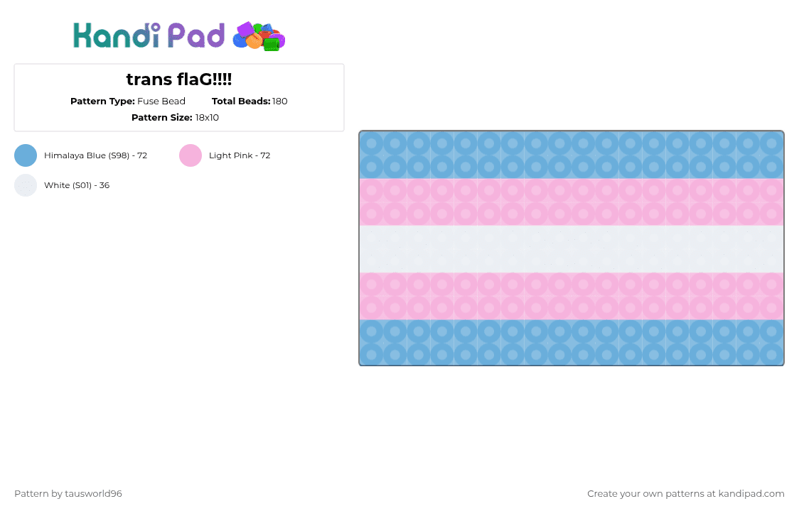 trans flaG!!!! - Fuse Bead Pattern by tausworld96 on Kandi Pad - light blue,pink