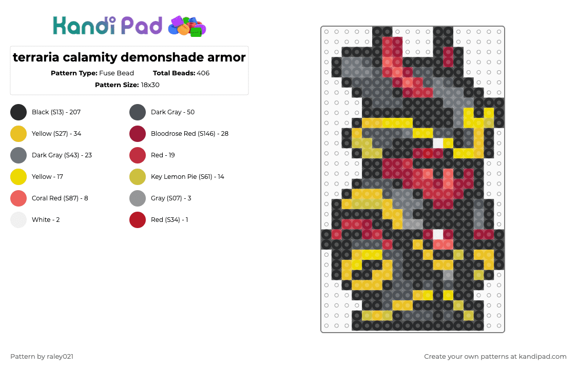 terraria calamity demonshade armor - Fuse Bead Pattern by raley021 on Kandi Pad - black,gray,yellow