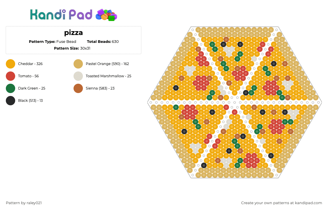pizza - Fuse Bead Pattern by raley021 on Kandi Pad - orange,cotdgeometricshapes