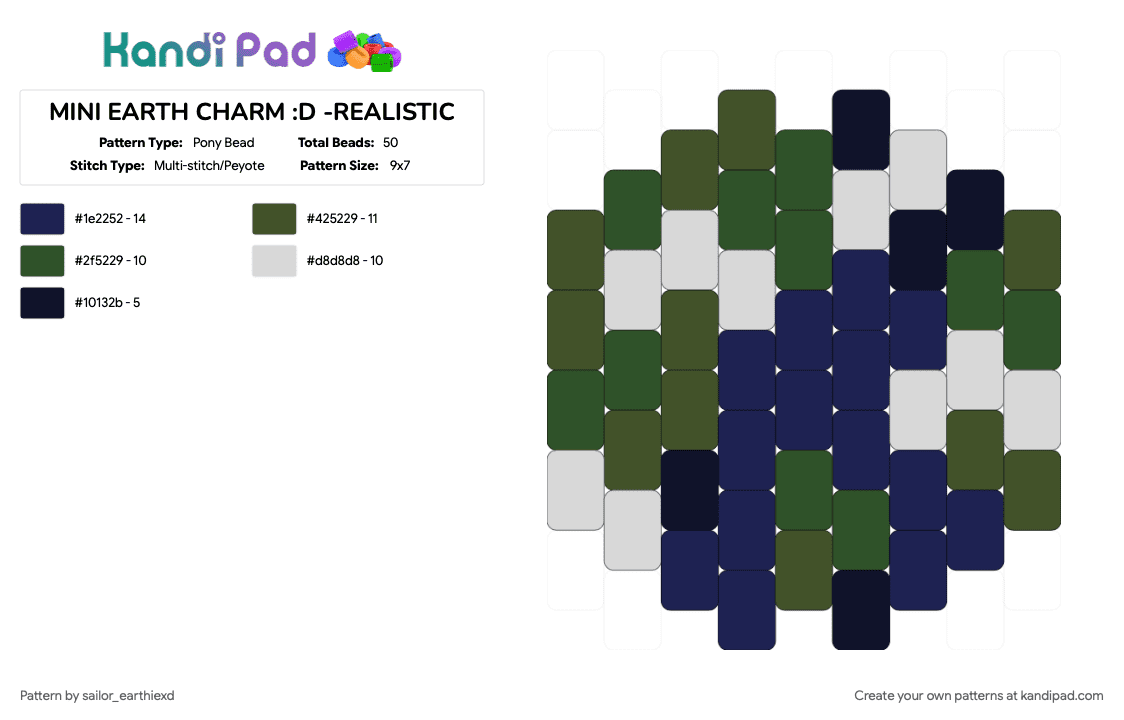 MINI EARTH CHARM :D -REALISTIC - Pony Bead Pattern by sailor_earthiexd on Kandi Pad - earth, peyote, planet, purple, realistic